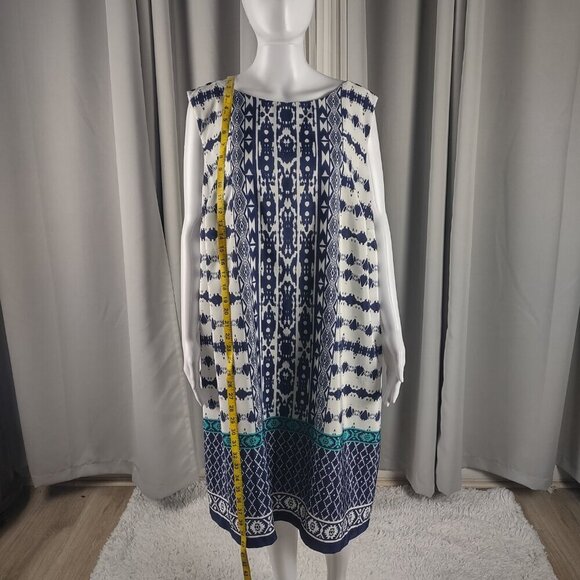 Madison Leigh Womens Blue Ivory Green Lined, Back Zip Dress Size 20W - Picture 6 of 11